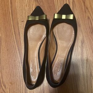 Madewell The Bow Tie Skimmer Black Suede Flats size 7 (155)